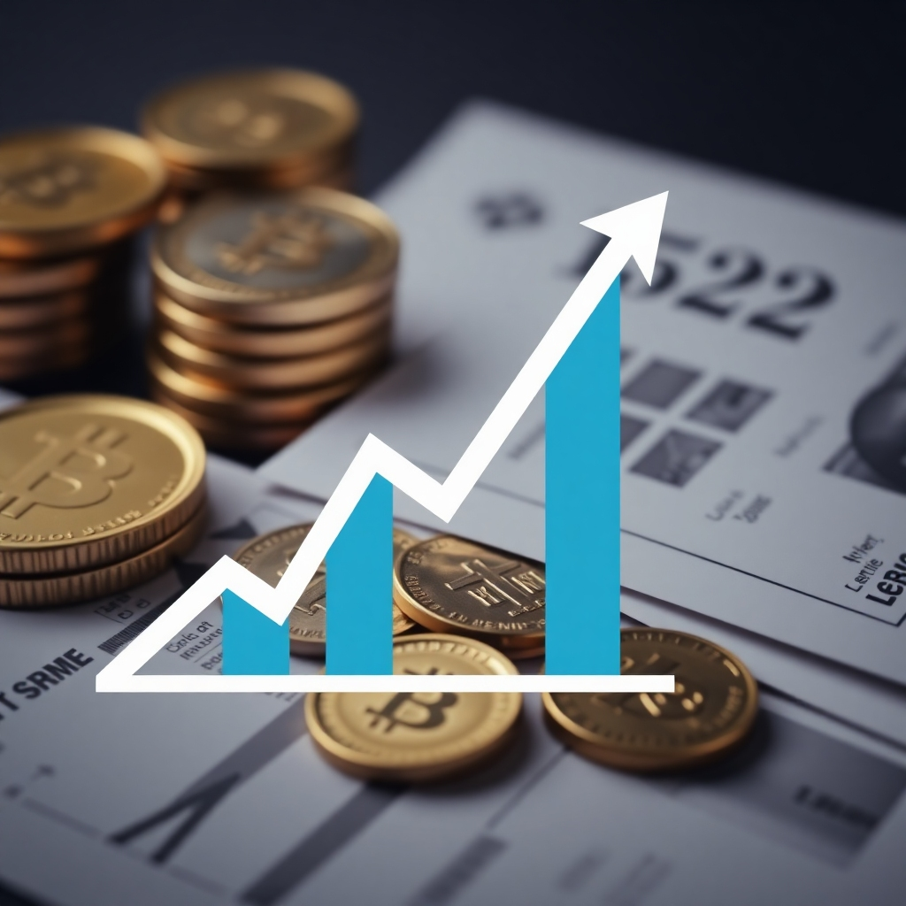  A stylized image showing an upward-trending graph superimposed on a background of coins and financial documents, indicating financial growth and stability.