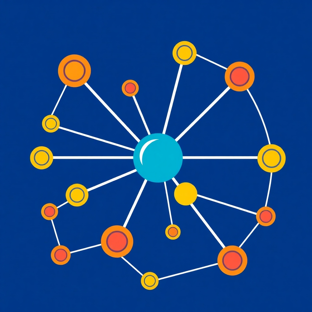 Stylized image depicting a vibrant network, maybe a web of connected nodes, signifying collaboration and opportunity.